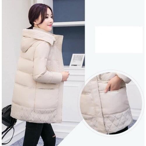 High Quality Big pockets Casual Down Jacket Hooded Removable Down Jacket The New Female Thick wool Keep warm Winter Parka
