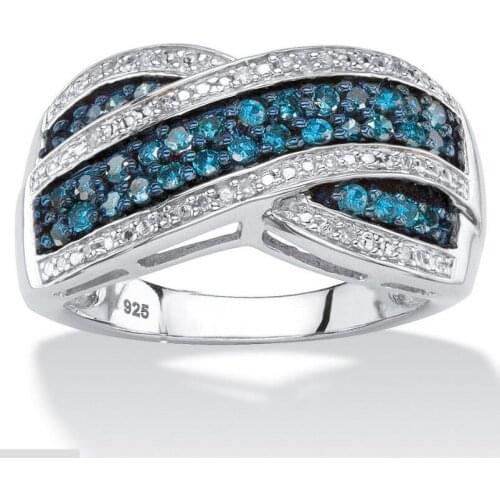 Size 6-10 Classical Vintage Fashion Jewelry 925 Silver Fill CZ Crystal Pave Party Wedding Engagement Band Ring for Women Gift