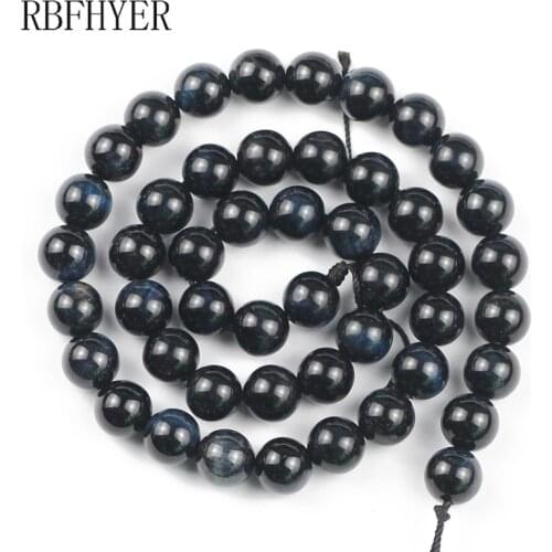 RBFHYER 4 6 8 10 12MM Star Blue Tiger Eye Natural Stone Round Spacer Loose beads for DIY Jewelry Bracelet Accessories Making 15
