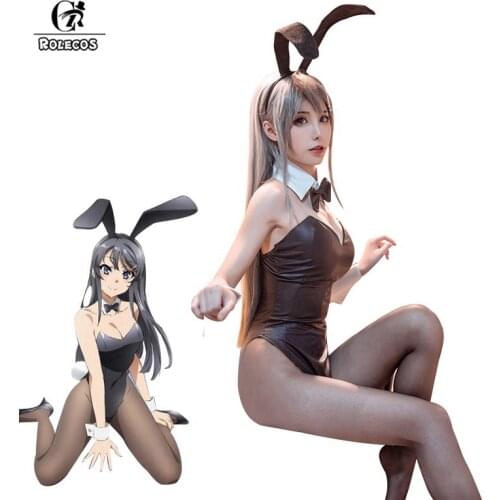 ROLECOS Seishun Buta Yarou wa Bunny Girl Senpai no Yume wo Minai Cosplay Costume Mai Sakurajima Cosplay Sexy Women Jumpsuit Cos