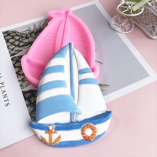 Sailing pirate ship silicone mold boat chocolate tfondant cake decoration baking tool DIY crafts drop glue plaster candle mold