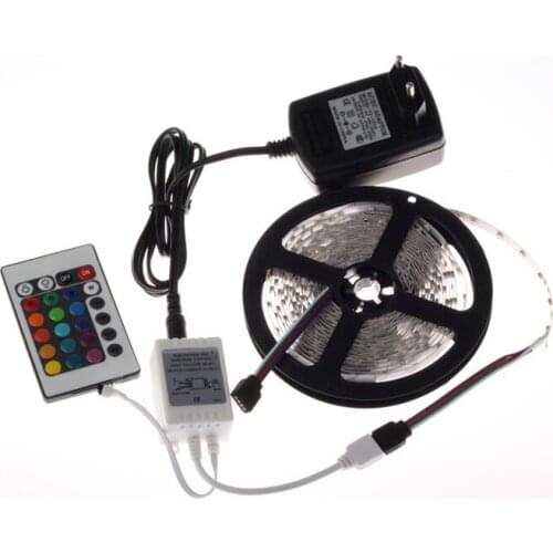 5m RGB 3528 LED strip DC12V Led light 300leds not waterproof Light Flexible Ribbon Tape 24 Key controller +power adapter