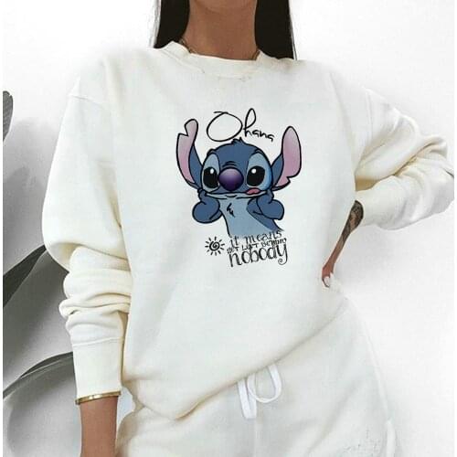 Womens Sweatshirts Hoodies Disney European and American Fashion Stitch Print Funny 90S Undefined Urban Sweatshirt Dropshipping