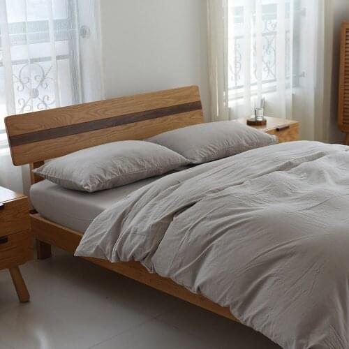 Japanese Brief Washed Washed Cotton Bedding Sheet Fitted Style Twin Queen King Size