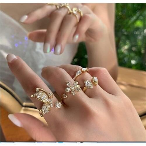 Fashion 14K Gold Diamond Ring sets 925 sterling silver Engagement Wedding band Rings for Women Anniversary Jewelry Mothers Gift