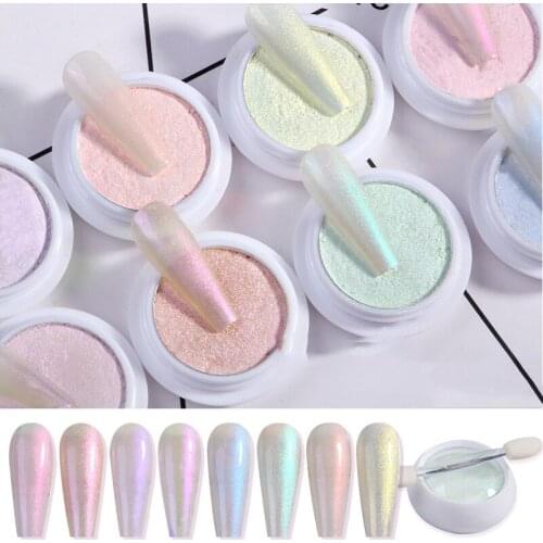 1 Box Aurora Nail Glitter Mirror Powder Pearl Shell Rubbing Pigment Sparkly Nail Powder DIY Manicures Accessories
