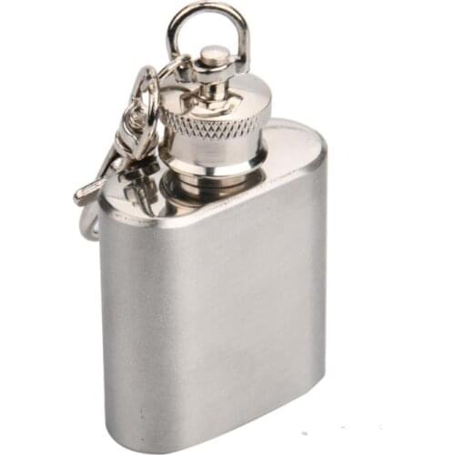 1oz Mini Hip Flask Portable Liquor Wine Pot Stainless Steel Metal Hip Flask Travel Whiskey Bottle with Keychain SN179