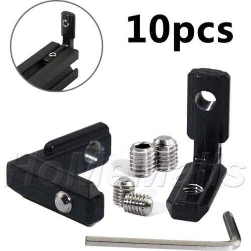 10pcs Black Aluminum Corner Bracket L Shape Connector Fastener With Screw and Wrench For Aluminum Profile 2020s 3030s 4040s