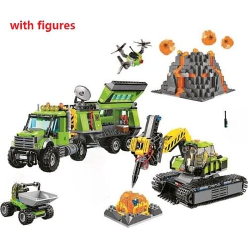 10641 City Volcano Exploration Base Building Blocks Construction Toy 60124 City Figures Model Bricks Toys Gift
