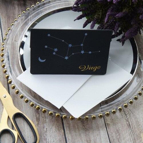 12pcs gold zodiac fold Card Virgo style with envelope as greeting card wedding birthday party invitation DIY Decor gift card