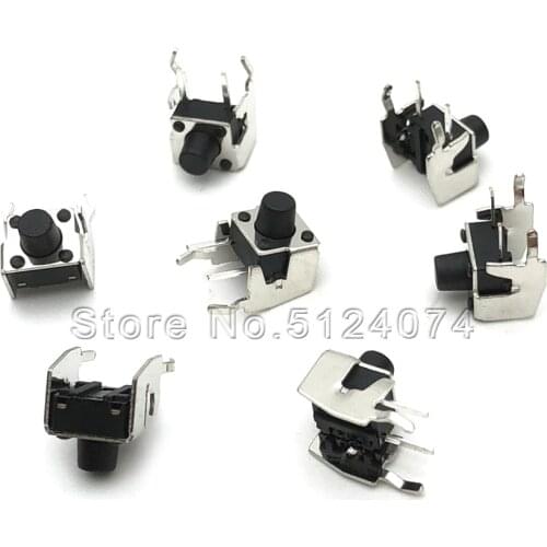 50pcs/lot 6×6×6.5mm Horizontal with bracket switch 6*6*6.5MM touch switch micro key switch horizontal button switch copper pin