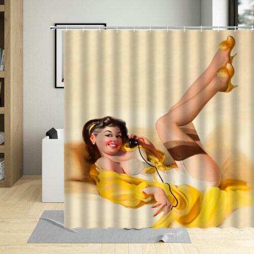 American Shower Curtain Sexy Woman Bathroom Home Decor Cartoon Girls Bath Curtains With Hooks Waterproof Polyester Fabric Sets