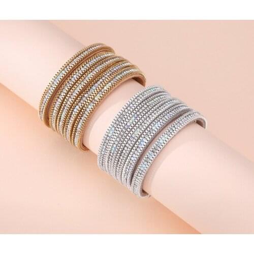 ORNAPEADIA Bohemian Style Bracelet Multi-layer Exquisite Chain Diamond Magnetic Clasp Bracelet Wholesale Bangles with Charms
