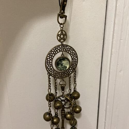 Witches Bells moon Keychain,Home Protection,New Home Gift,for A Witch,Occult Decor,White Witchcraft,Good Luck,Banish Evil