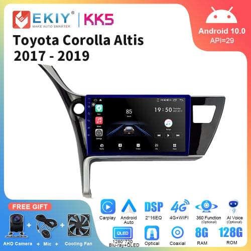 EKIY 1280*720P Android 10.0 Multimedia Player For Toyota Corolla 2017 2018 2019 Car Radio Audio GPS Navi All-in-One Head Unit