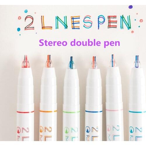 ERAL Creative double head color pen. Three dimensional double line neutral pen. Diary, graffiti, drawing, marking key points, ea