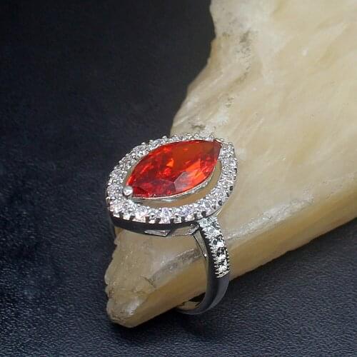 Gemstonefactory Jewelry Big Promotion Single Unique 925 Silver Gushing Red Garnet Women Men Gifts Band Rings 9# 20213005