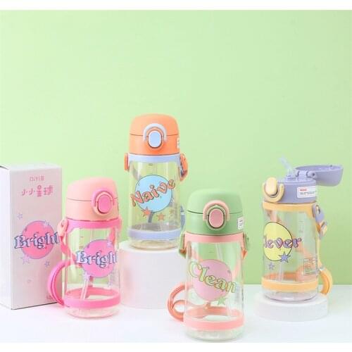 JY Childrens Strap Tritan Plastic Cup Portable Large-Capacity Summer Student Water Bottle With Straw 500ml DY-SL278