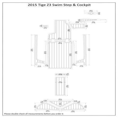 2015 Tige Z3 Swim Step & Cockpit Pad Boat EVA Teak Decking 1/4" 6mm