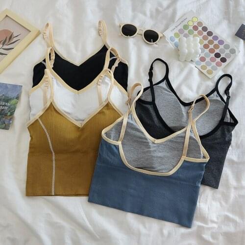 Fashion Casual Tube Summer Cami Crop Top Women Stitching Short Camisole Striped Slim Fit Vest Sleeveless Short Tank Top Bar