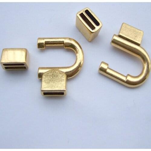 5 Sets Antique Gold Horseshoe Clasp Hooks for 5mm 10mm Flat Leather Bracelet Jewelry Making