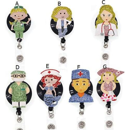 Rhinestone Medical Cute Carton People ID Badge Use For Doctor/Nurse/Medical Staff