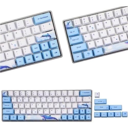 Whale Dye-Sublimation Mechanical Keyboard Cute Keycaps PBT OEM Profile Keycap For GH60 GK61 GK64 Keyboard