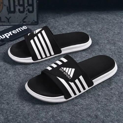 2021 Slippers for Men Summer three stripes shoes Home Non-slip luxury brand Sandals Slides Mens Beach Shoes Man Massage Slipper