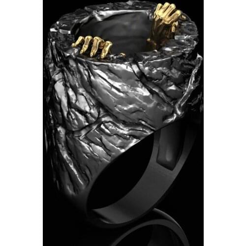 Retro Neo-gothic Male Ring Punk Style Gold Demon Double Claw Personality Creative Ring Male Riding Motorcycle Jewelry Gift