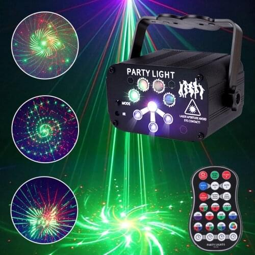 Stage Light 128 Patterns DJ Disco Lights Christmas Effect Laser RGB Projector Lamp USB Charging Lighting for Home Party KTV