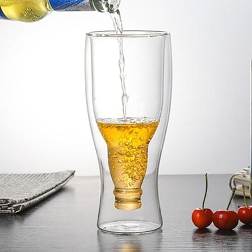 250/350/450ml Double Wall Glasses Beer Mugs Creative Coffee Tea Juice Cup Simple Design Wine Whiskey Champagne Glass Bar Decor