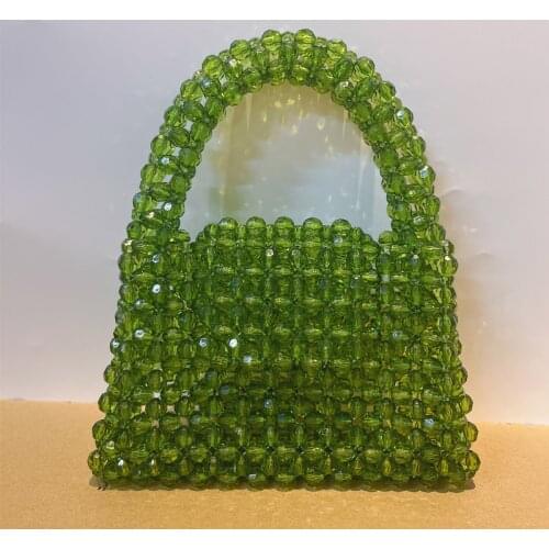 Customized Bead Bag Green Hand-woven Celebrity Handbags Unique Design Ladies Party Bag Top-handle Purses and Handbags