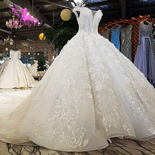 AIJINGYU Wedding Dress Big Size Rose Gowns Angel Train Simple Couture Real Photo Chinese Marriage Gown