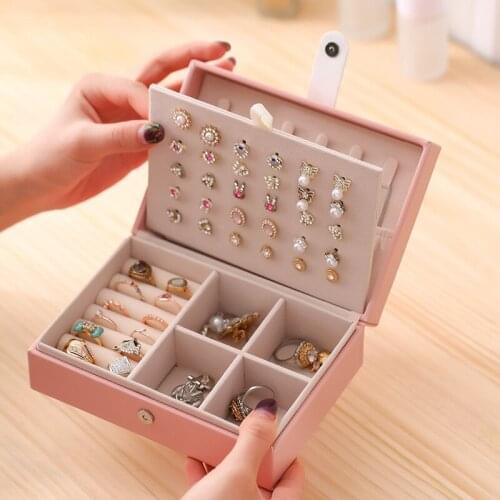 VoltaBox 2021 New Jewelry Box Women Portable Korean Earrings Small Size Simple Earrings Ring Hand Accessories Storage Box