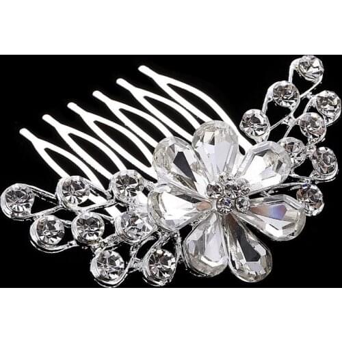 High-end wedding dress accessories crystal diamond flower bride dish hair comb inserted comb hair ornaments wedding accessories