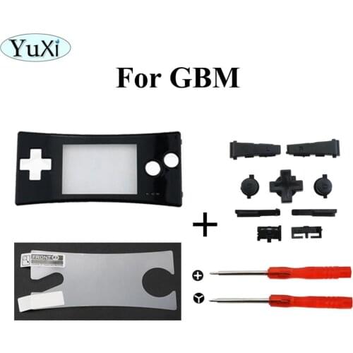 YuXi Protective Film & Buttons Set For GameBoy Micro Cover Fashion Style Front Faceplate Cover for GBM System Front Shell Case
