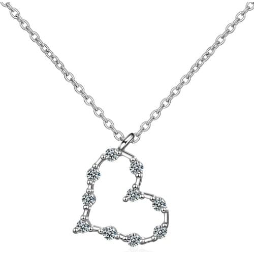 Hot Sale 3 Colors Hollow Zircon Infinity Forever Love Heart Pendant Necklace For Women Chain 925 Sterling Silver collares bijoux