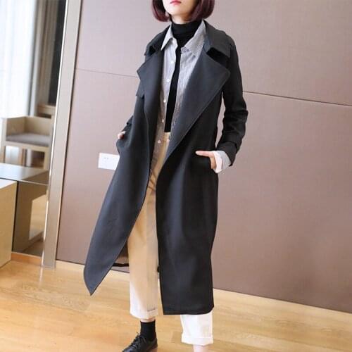 England Style 2020 Autumn Winter Thick Warm Sheer Windbreaker Long Sleeve Open Stitch Blazer Casual Elegant Trench Coat Women