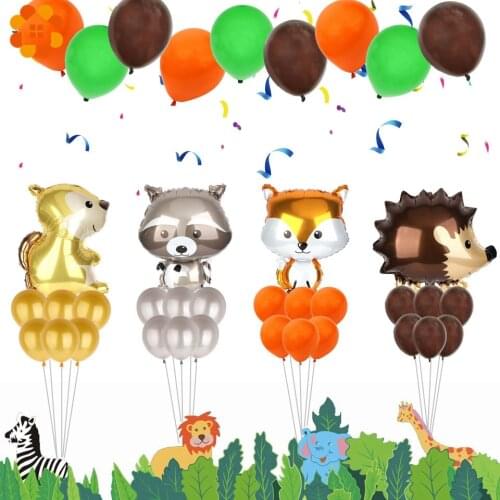 Forest Animal Balloons Raccoon Fox Foil Helium Ballon Happy Birthday Jungle Boy Girl Baby Shower Party Decorations Kids Toy