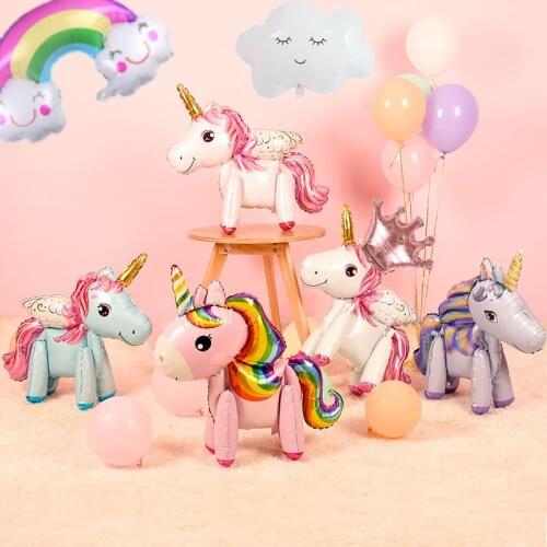 1pc 3D rainbow horse Birthday Party Decor Kids Party Favor new years Balloons Wedding Decoration Baby Shower smooth clound toy