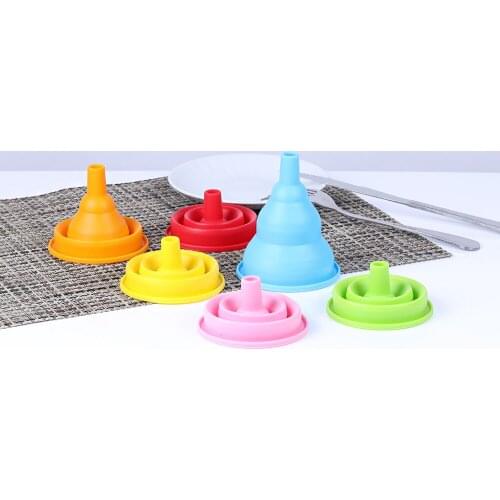 1Pcs Kitchen Tool Food-Grade Folding Silicone Funnel Household Liquid Dispensing Mini Funnel Colors Small Funnel Kitchen