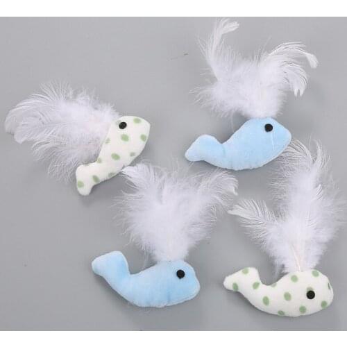 1pc Handsewn Cute Super Soft Whale Feather Plush Cat Toy Funny Interactive Plush Pet Supplies Child Playing With Cat Pets Tools