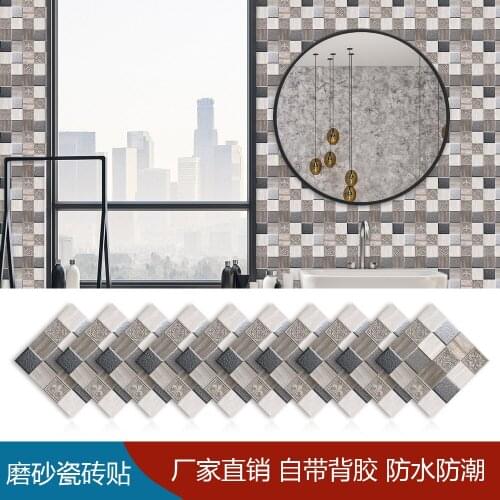 10pcs/set Marble Mosaic Frosted Tile Floor Wall Sticker Kitchen Bathroom Home Renovation Wallpaper Non-slip Thicken Wall Decals