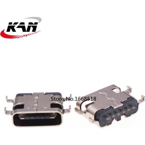 10pcs TYPE-C 6P sinking plate female 1.2MM 3.1 high-speed transmission data interface USB connector