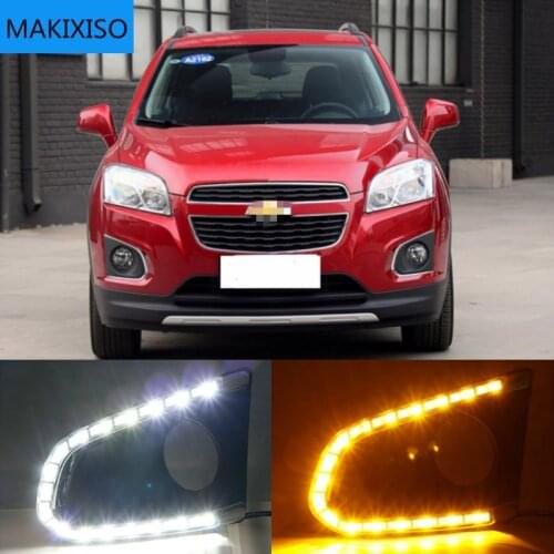 2PCS LED Daytime Running Light for Chevrolet Chevy TRAX 2014 2015 2016 DRL with turn signal light fog lamp cover