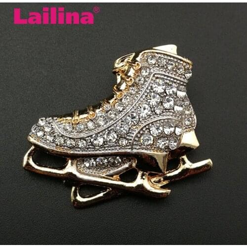 20pcs/lot Hot Sale Crystal Rhinestone Roller Skates Brooch
