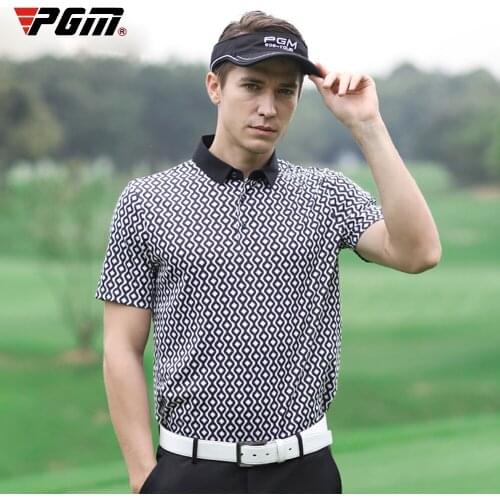2020 PGM golf apparel Mens short-sleeved t-shirt golf casual cotton printed mens clothing breathable Quick Dry Sporty shirt