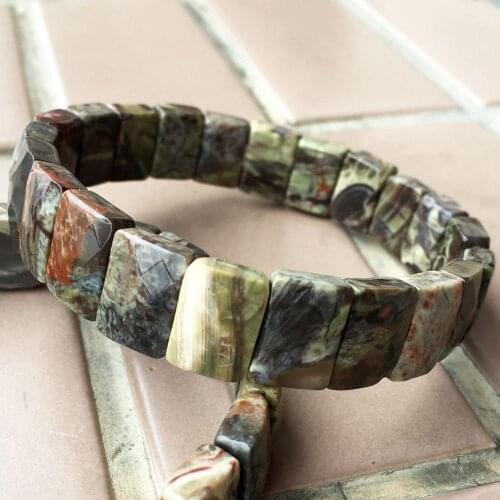 Free Shipping Fashion Jewelry Beautiful Picasso Jaspe Oblong Elastic Bracelet FG9094