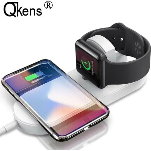 QI Wireless Charger Stand Charging Pad 2in1 Dock Station for Apple Watch 1 2 3 4 for IPhone X XS MAX XR 8 Plus Samsung S8 S9 S10