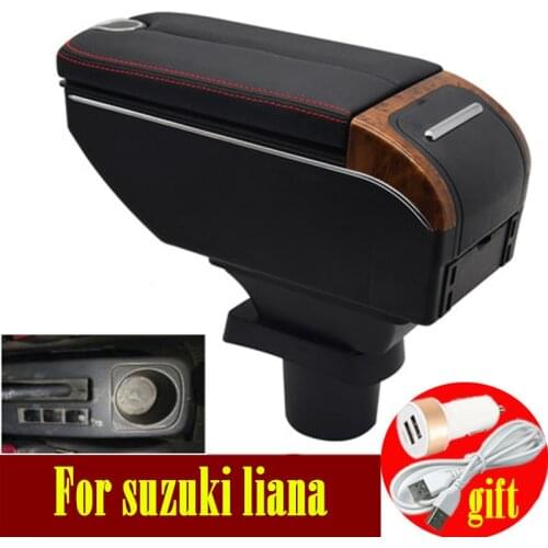 For suzuki liana armrest box Double doors open 7USB Centre Console Storage Box Arm Rest